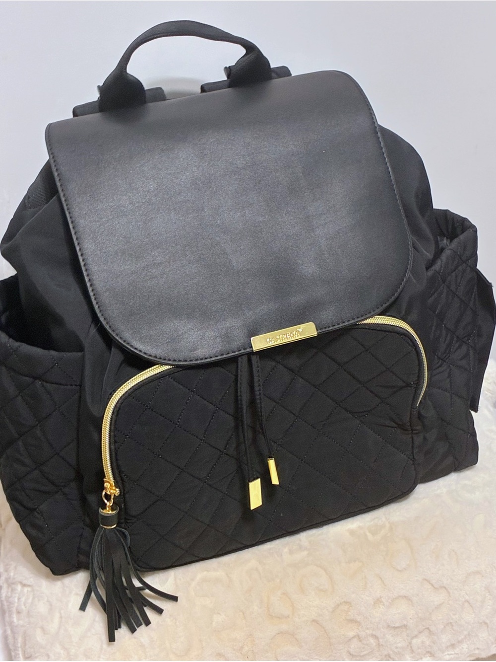 Casirena  cool quilted black diaper bag never been used NWOT